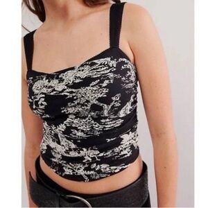 Free People Printed Two‎ Tone Tank in Toile NWOT Size Large